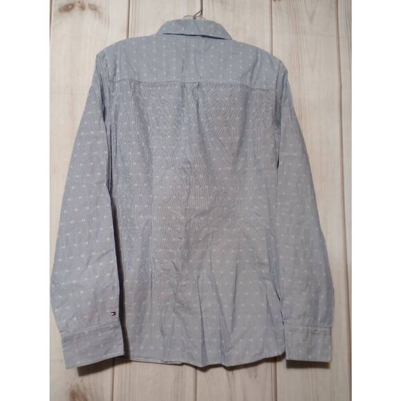 Tommy Hilfiger Shirt Ladies 10 Blue‎ Button Front H Long Sleeve - Picture 2 of 8